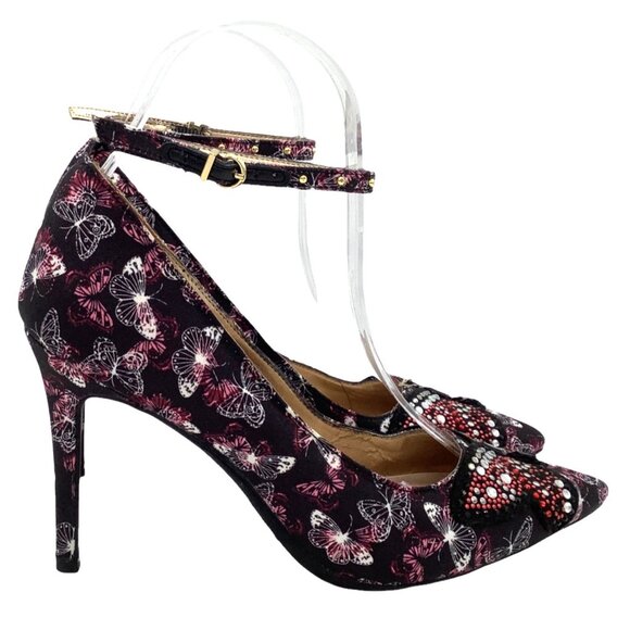 Libby Edelman 6.5 Holly Butterfly Embellished Pointed Toe Stiletto Heels Pumps - Picture 2 of 12